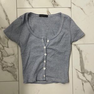 Brandy Melville blue stripped button up cropped tee